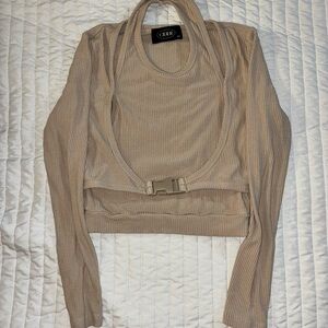 Cider Beige Ribbed Crop Top